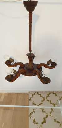 Candelabru lustra vintage colectie lemn masiv sculptat Suedia 1940