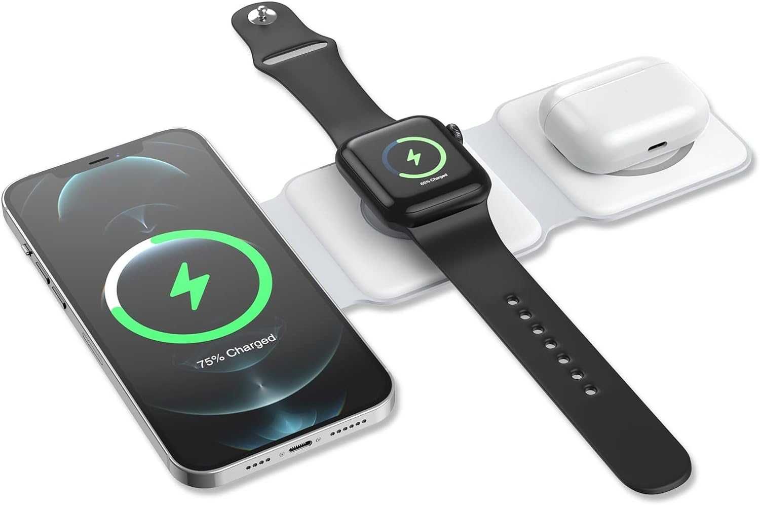 3 в 1 сгъваемо безжично зарядно, за iPhone,Samsung,Apple Watch,AirPods
