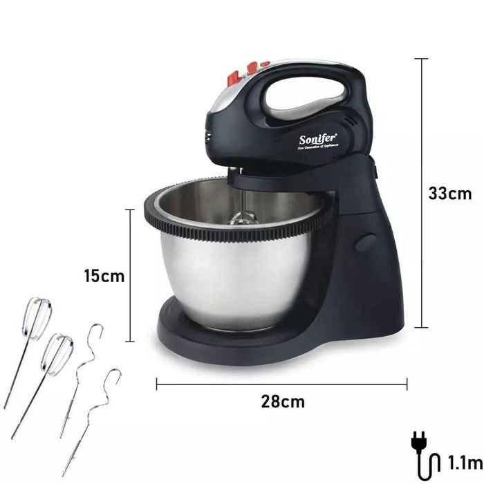 Миксер Sonifer SF-7014, с вращающейся чашей  3литра/5 скоростей mi14