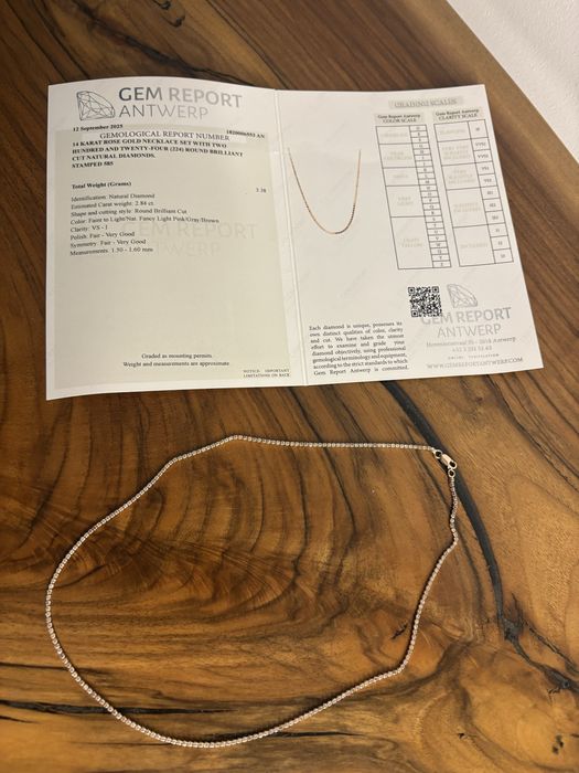 Colier Tennis Diamante aur roz