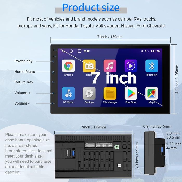 Sistem stereo auto universal dubluDIN cu ecran tactil HD de 7",sigilat