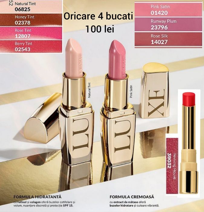 Ruj/balsam de buze LUXE AVON SIGILATE 4 bucati 100 lei