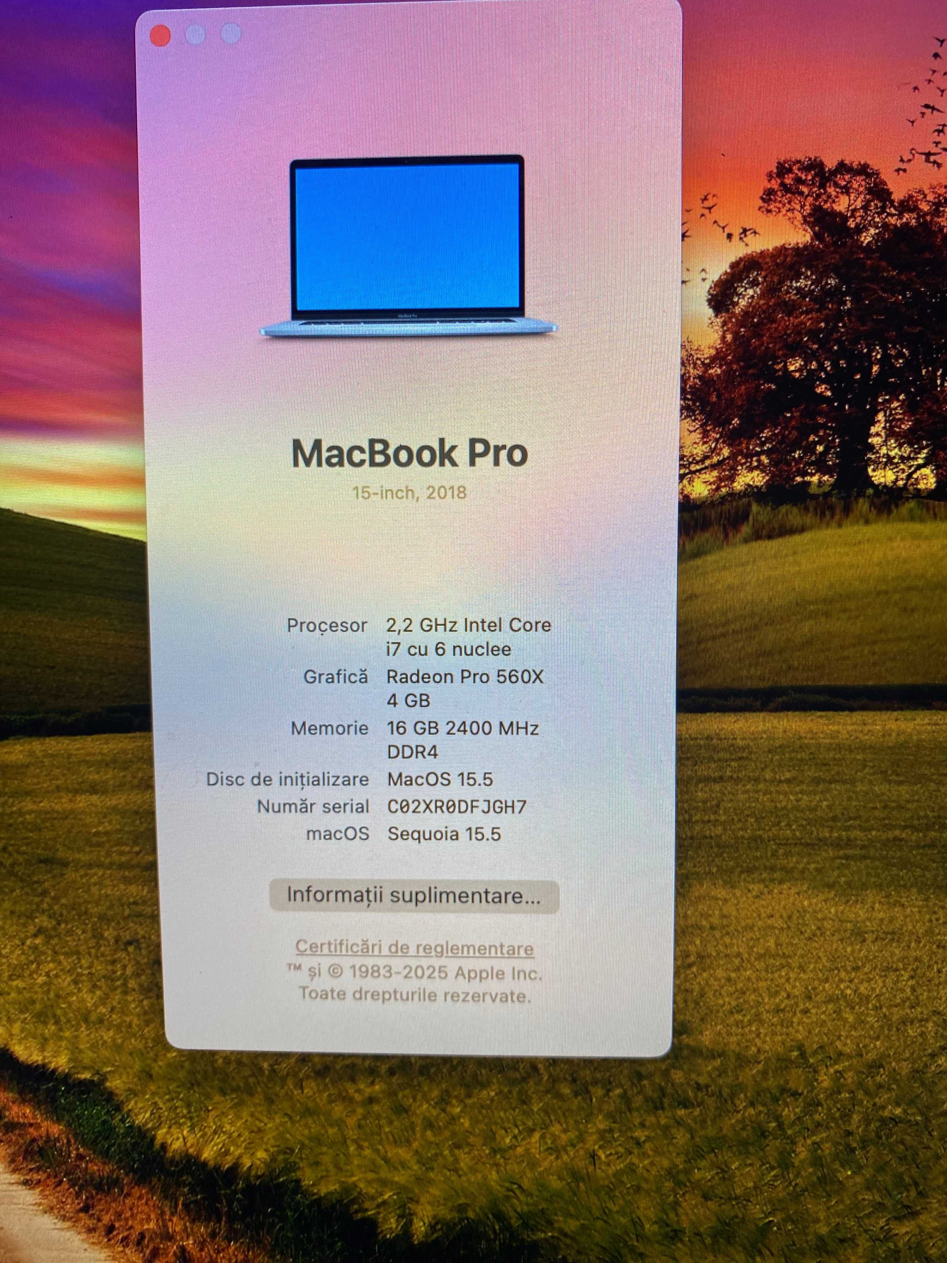 macbook pro 15 , 2018 , cu touch bar , 16 gb ram , 512 ,