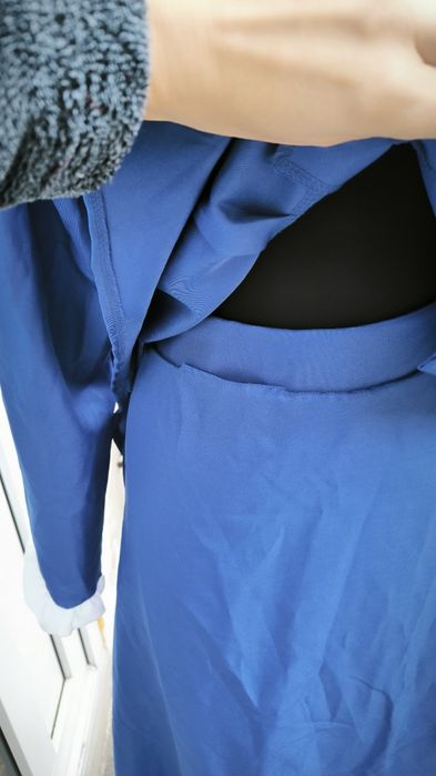 Costum vintage albastru cu voaleta