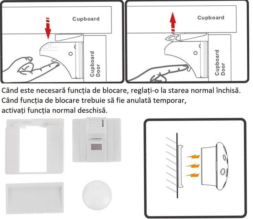 4 Blocatoare/Incuietori pentru Dulap sau sertar cu Magnet pentru copii