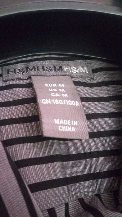 camasa cu maneca lunga  H&M, gri cu dungi negre, noua cu eticheta