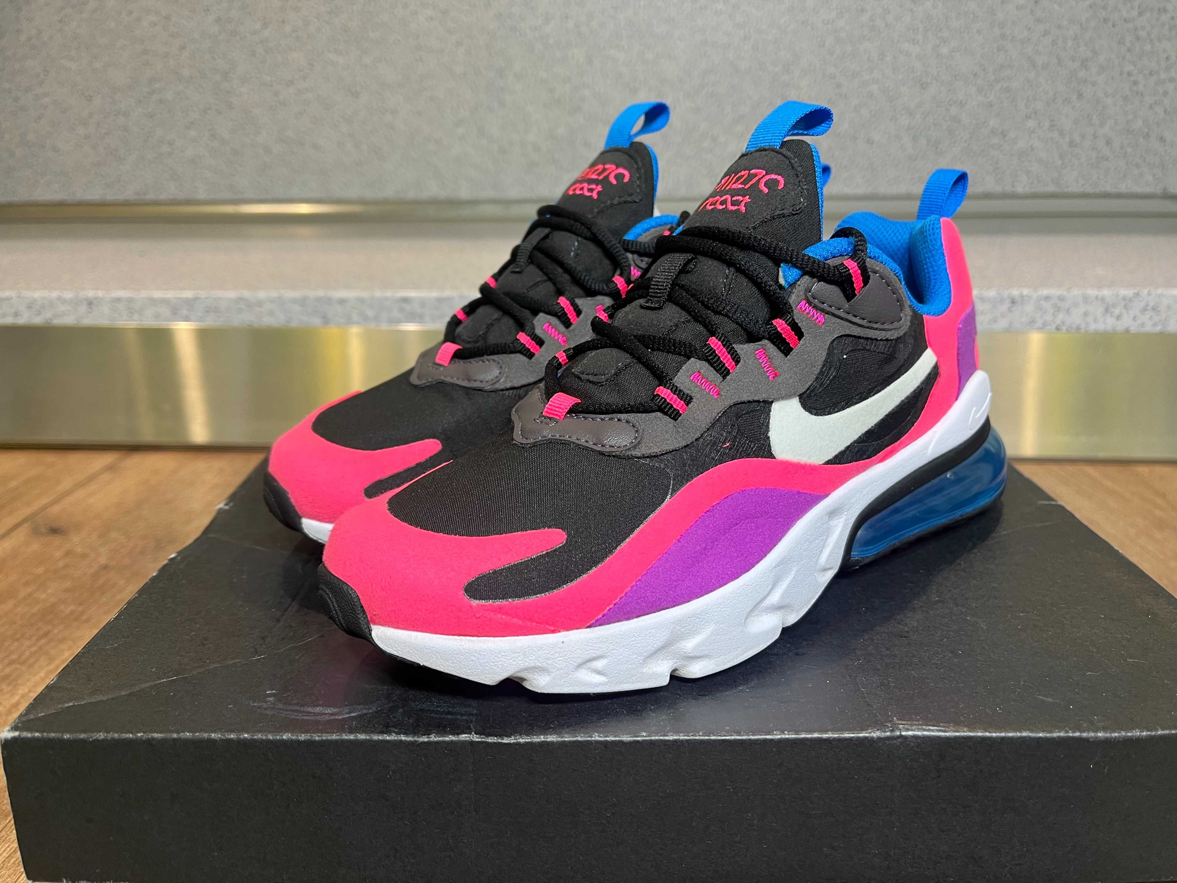 ОРИГИНАЛНИ *** Nike Air Max 270 React Black Hyper Pink Vivid Purple