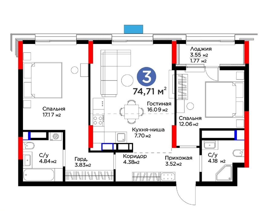 Квартира Capital park light 3b-2