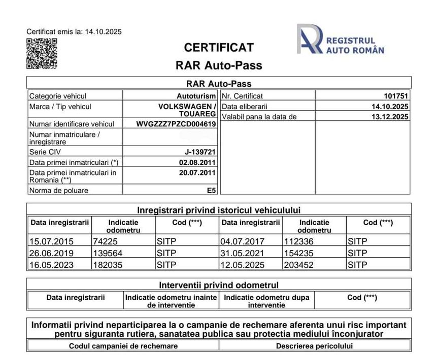 Vand/Schimb VW Touareg 2012 203.000km 3.6 fsi impecabila unic propr.