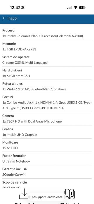 Laptop Lenovo IdeaPad 3 Chrome 15IJL6 15.6