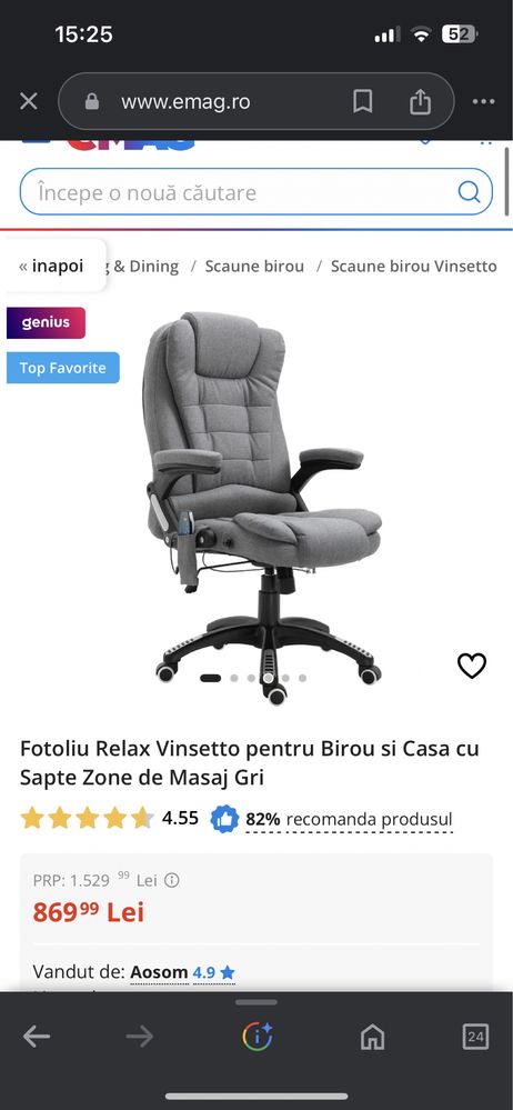 Scaun vinsetto cu masaj