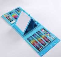Детски комплект за рисуване в куфар от 208 части -син цвят