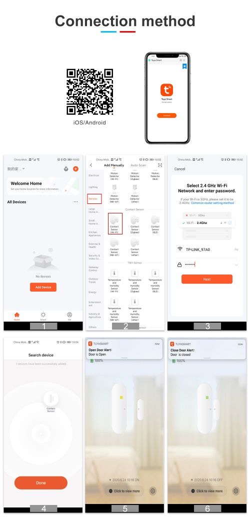 Tuya Smart WiFi или Zigbee сензор за врата/прозорец/шкаф/сейф