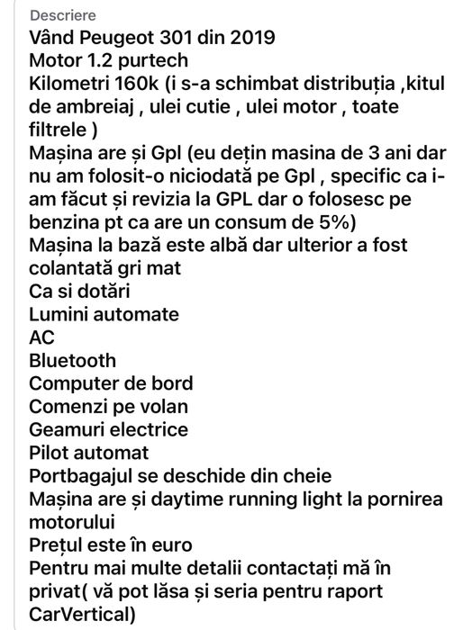 Vand/Schimb peugeot 301