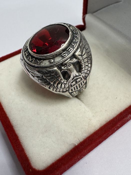 Inel (ghiul) argint United States Army. Sterling. Piatra