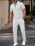 Set pantalon și tricou cu guler,casual