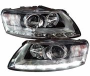 Фарове Ауди А6 Ц6 4Ф Led С лупи Audi a6 C6 4f 2004-2008 Лед Тунинг