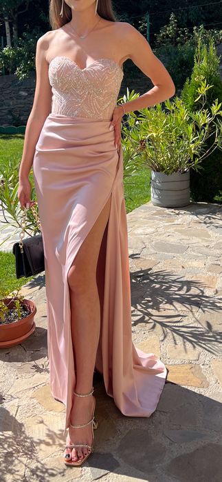 Rochie eleganta de seara lunga roz xs-s