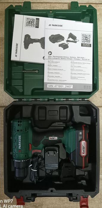 Parkside set filetanta bormasina 35Nm cu baterie 20V 2 A incarcator 1A