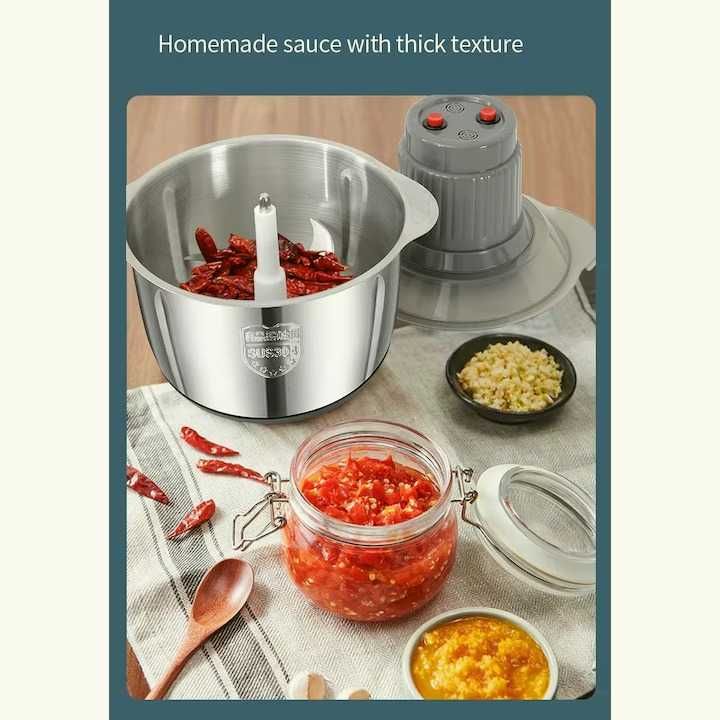 Нов кухненски чопър 2-3 L, Неръждаема стомана, 2 скорости 4 остриета
