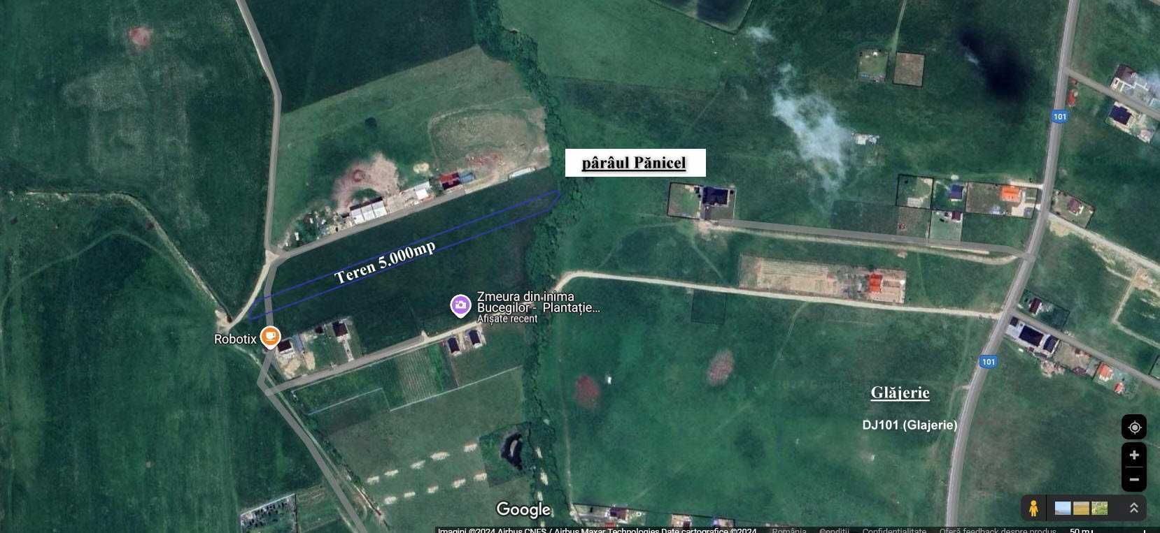 Teren  cu panorama superba, acces la parau, in zona Panicel - Glajerie