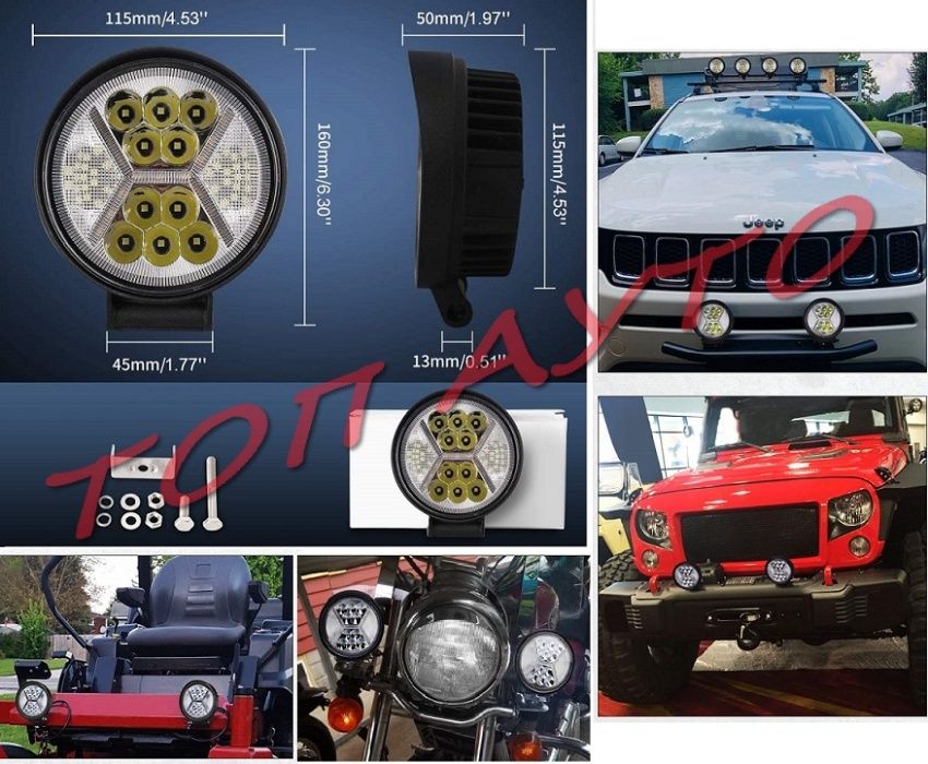 ЛЕД Диодни Халогени 12/24V Мощни Кола Джип Мотор Бус Лодка Камион