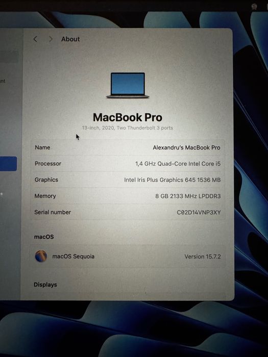 MacBook Pro 2020 • 13” • i5 Quad Core • Stare foarte bună