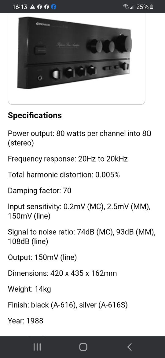 Amplificator sau Statie Pioneer A 616