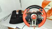 Volan Acme Racing RS, pentru PC - Rosu/Negru, cu Pedale, USB