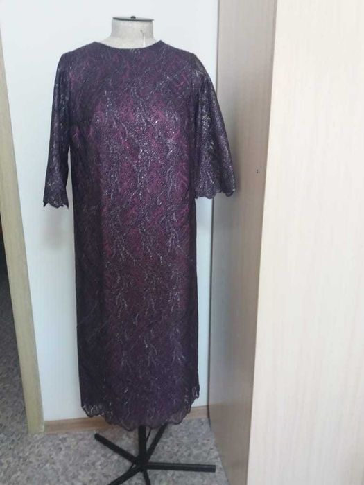 Элегантное вечернее из гипюра с люрексом— ручная работа, размер 48–52