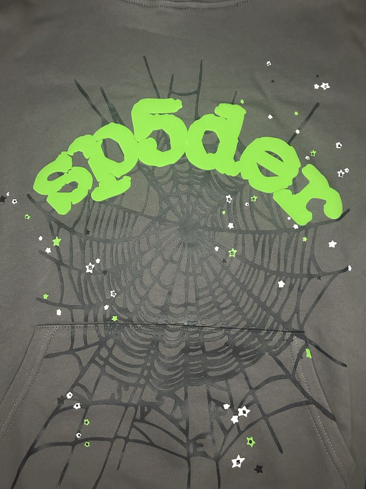 Hanorac Spider / Sp5der Gri cu Verde