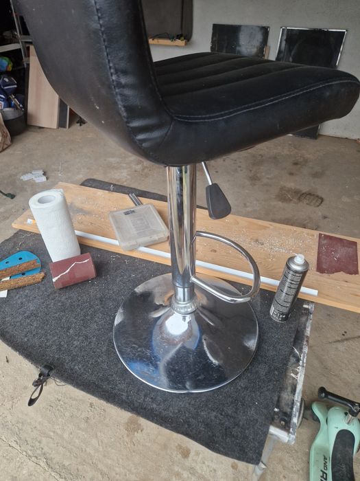 Scaune de bar Kring piele neagra picior crom