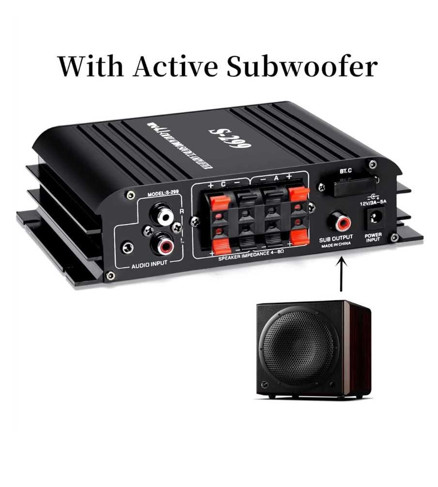 Amplificator cu 4.1 canale, Bluetooth 5.0 pentru boxe de acasă 40W x 4