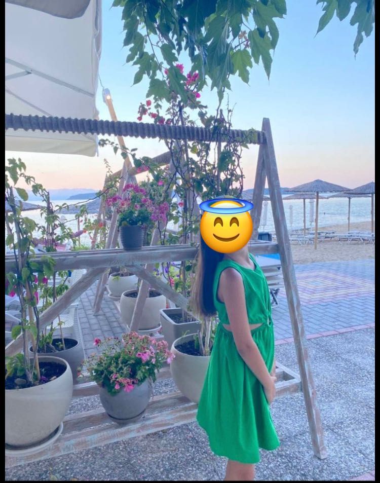 Детска зелена рокля Koton