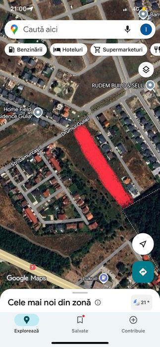 Teren intravilan 30€ mp, 4400 mp.Gulia,Drumul Samurcași.