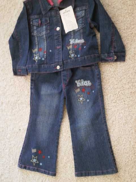 Детски дънков комплект дънково яке с панталон, нов, размер 1