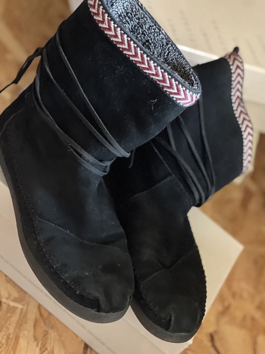 TOMS - cizme negre de piele intoarsa, marimea 38