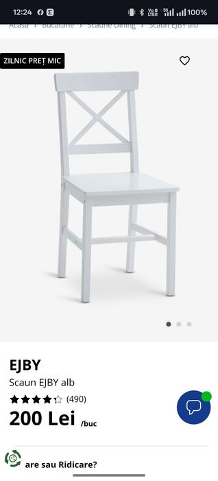 Scaun lemn alb cu perna jysk