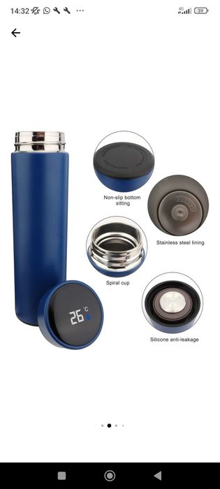 Marțișor ...Vand Termos Smart Albastru mat, cu sita infuzor si perete