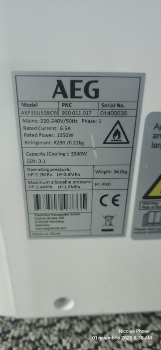 Aer conditionat portabil 12000 BTU, A+