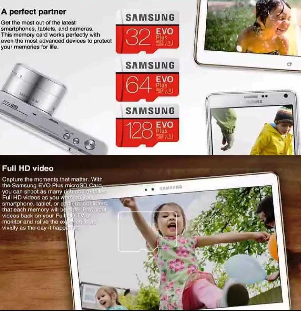 Оригинална SD мемори/памет/  карта Samsung 128gb
плюс мемори адаптер