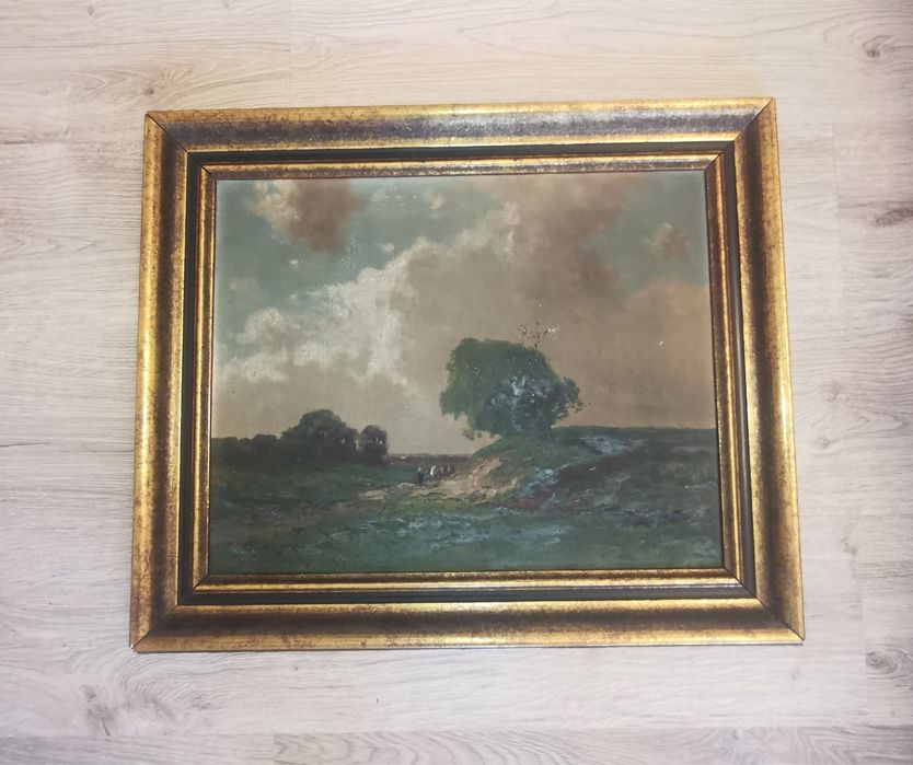 Антикварна картина Натюрморт плодове размери 112,5 см х 42,5 см х4см