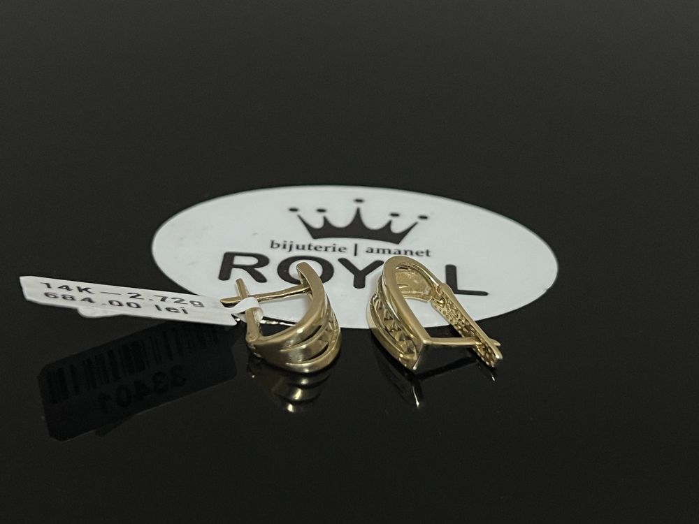 Bijuteria Royal CB : Cercei dama aur 14k 2,72gr 1cm