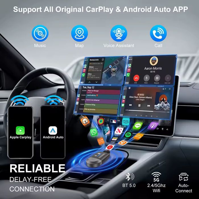 ESSGOO Wireless CarPlay Android Auto Wireless Adapter Smart Mini Box