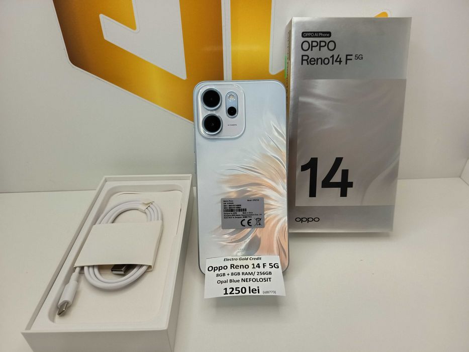 Oppo Reno 14F 5G 8GB + 8GB RAM/256GB/Opal Blue/Produs nefolosit ID8773