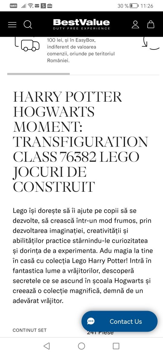 Lego harry potter moment hogwarts: lectia de transfigurare 8 ani +