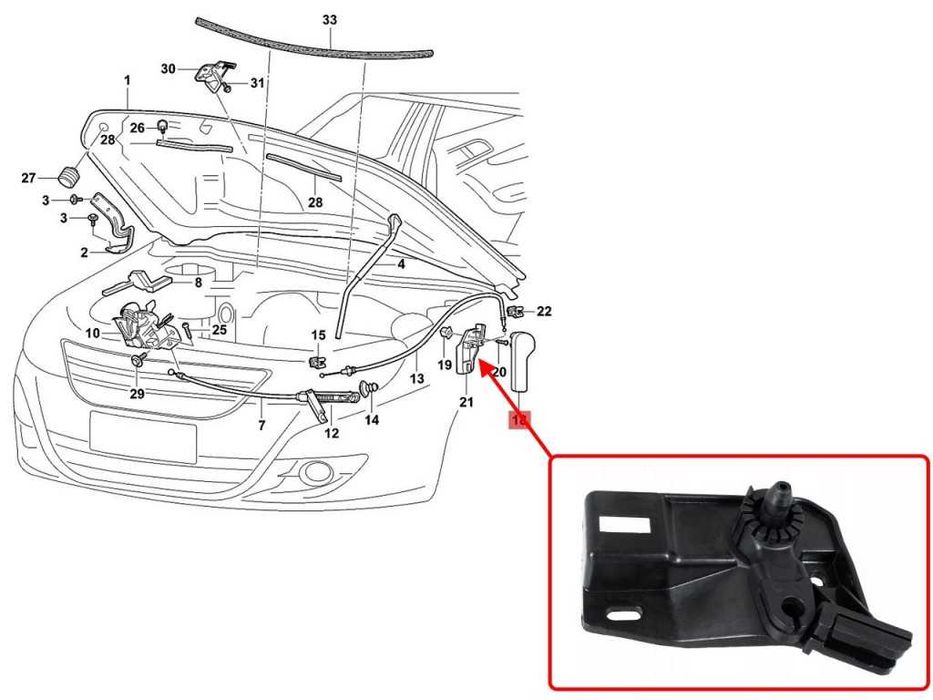 Държач на Дръжка за преден капак на VW, SKODA, SEAT / Шкода, Сеат