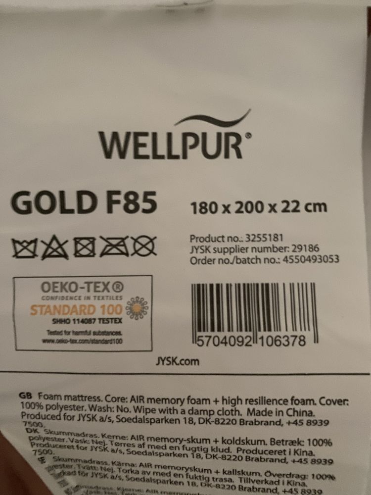 Saltea cu memorie Wellpur Gold F85