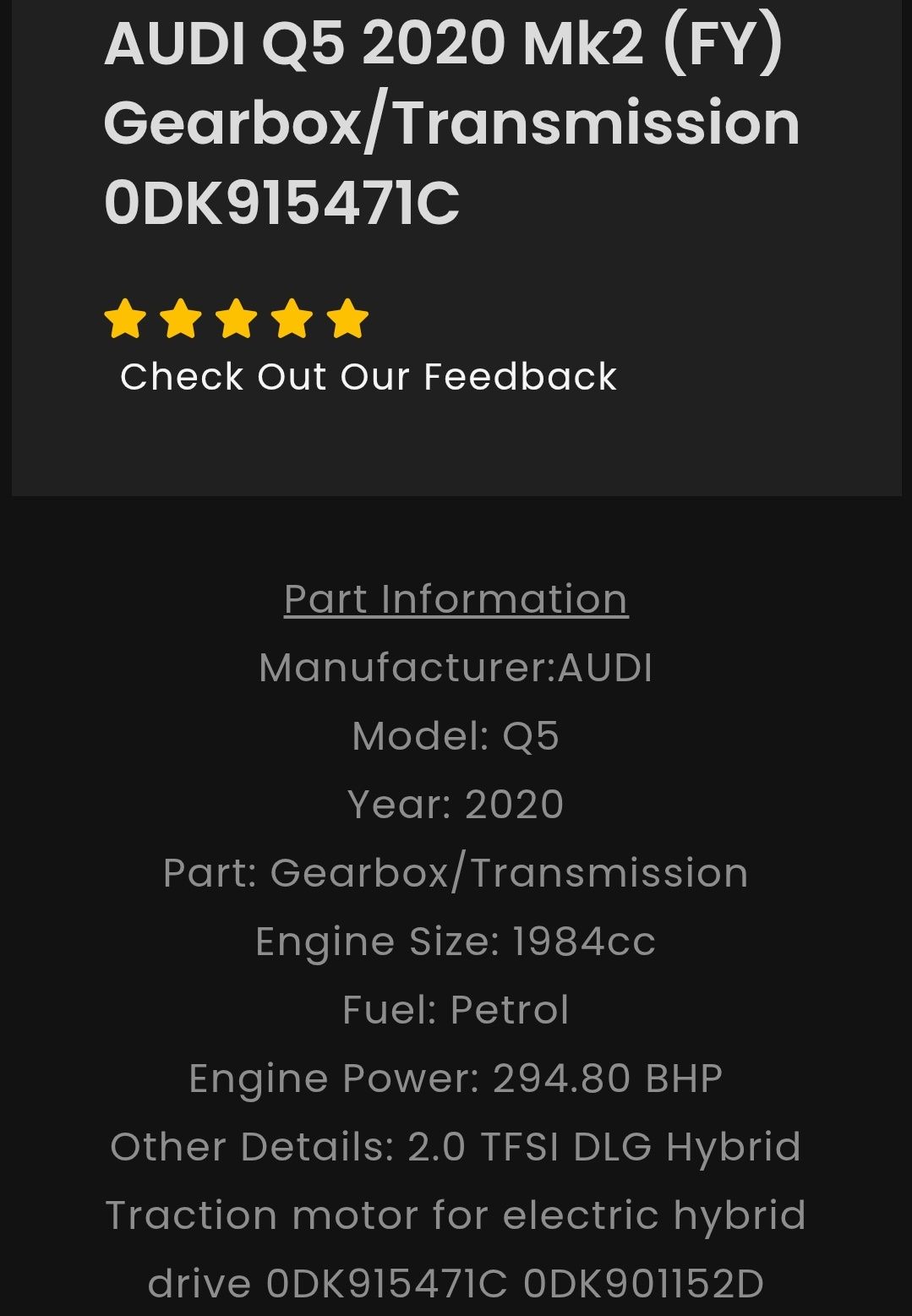 Motor tractiune cutie viteze automată 0DK Audi Q5 PHEV FY TFSI E.A6,A7