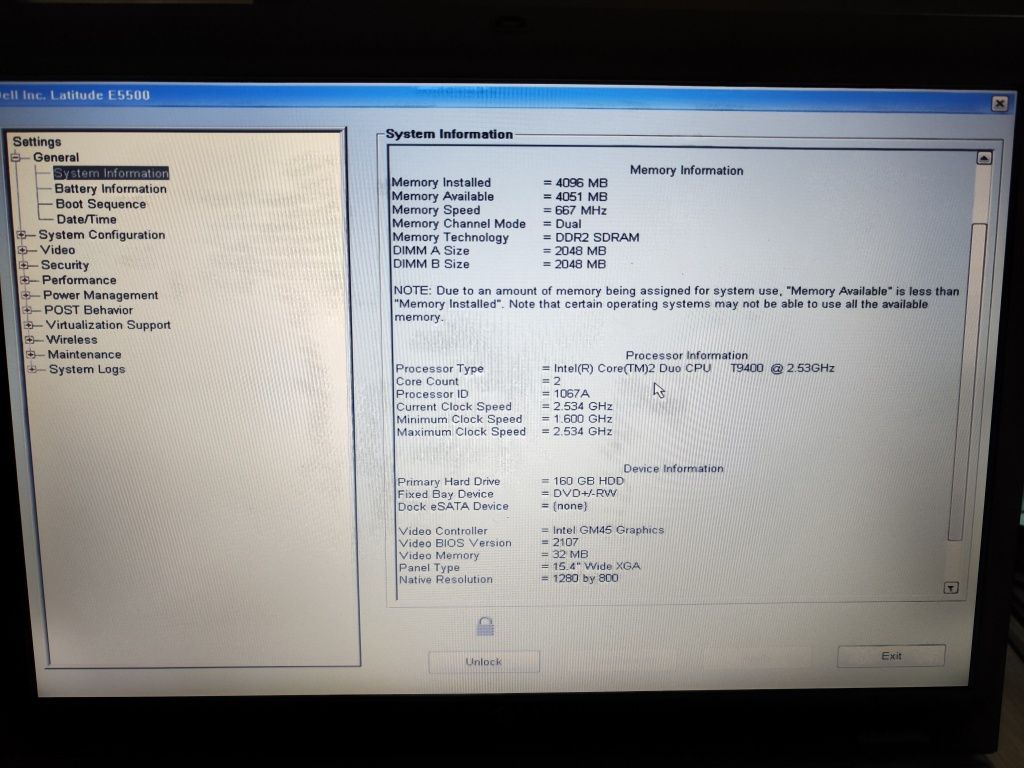 Laptop Dell Latitude E5500